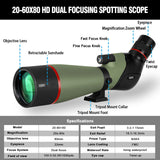 GoSky LandVerse 20-60X80 HD Dual Focusing Spotting Scope - GoSky Optics