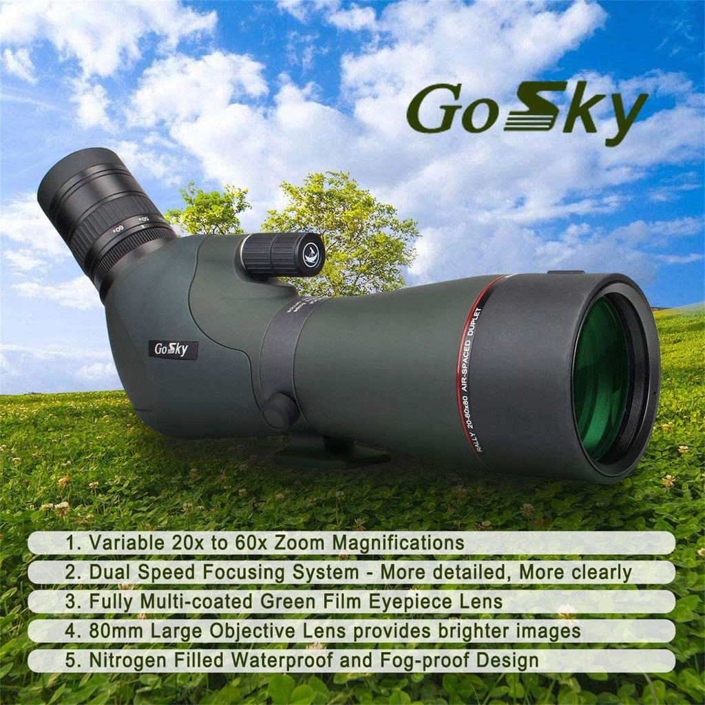 GoSky MegaMiles 20-60x80 Dual Focusing Spotting Scope - GoSky Optics